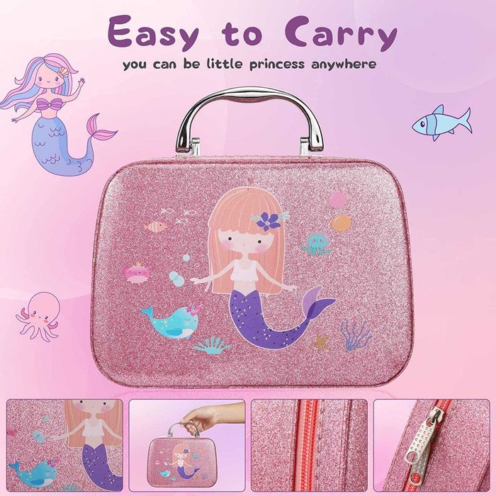 Maquiagem para meninas, 27 peças de brinquedo de maquilhagem lavável