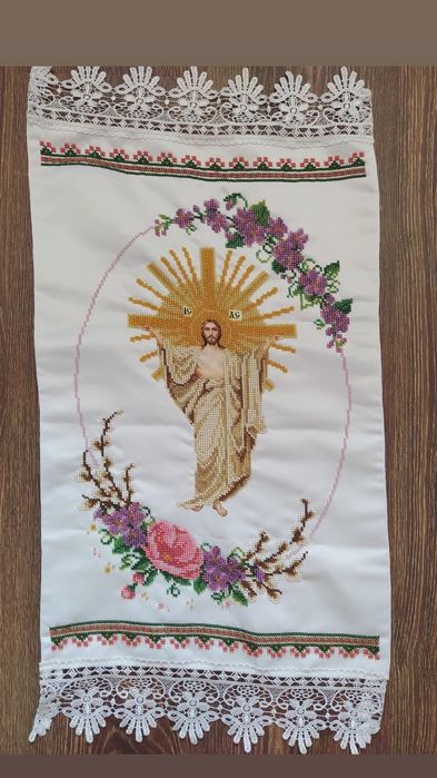 Великодній рушник вишитий бісером