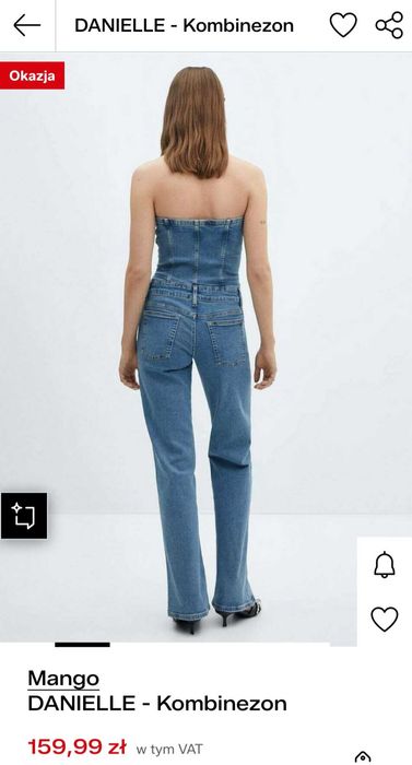 Mango jeansowy kombinezon z gorsetowym topem