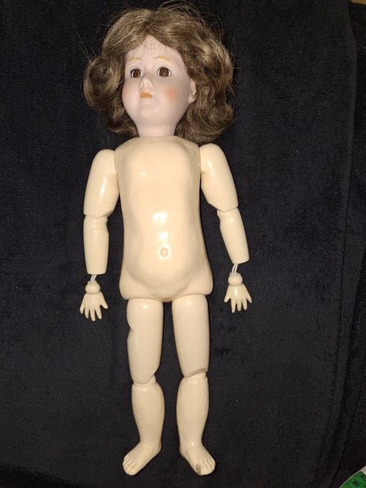 Kolekcja stara lalka drewniana + porcelanowa głowa