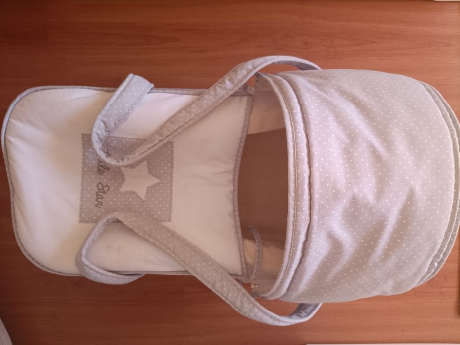 Alcofa de transporte (carrycot), Mariamãe Little Star, cinza e branco