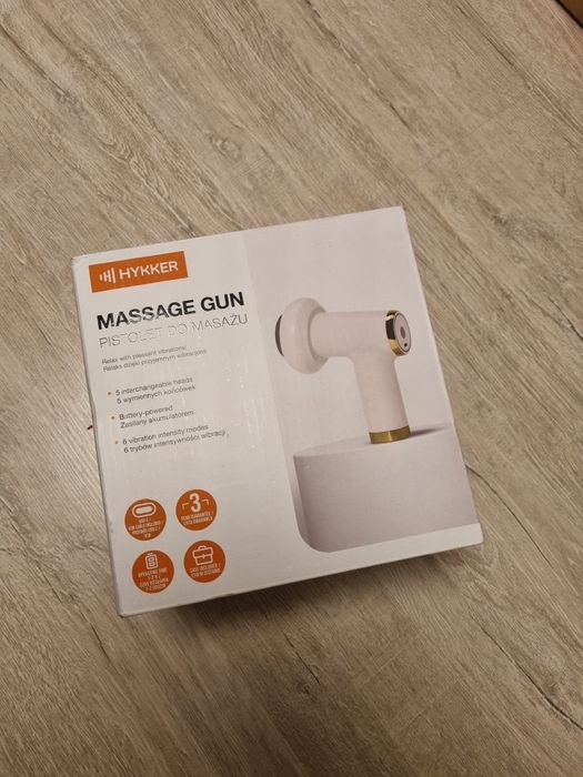 Pistolet do masażu Hykker – 5 wymiennych głowic, biały