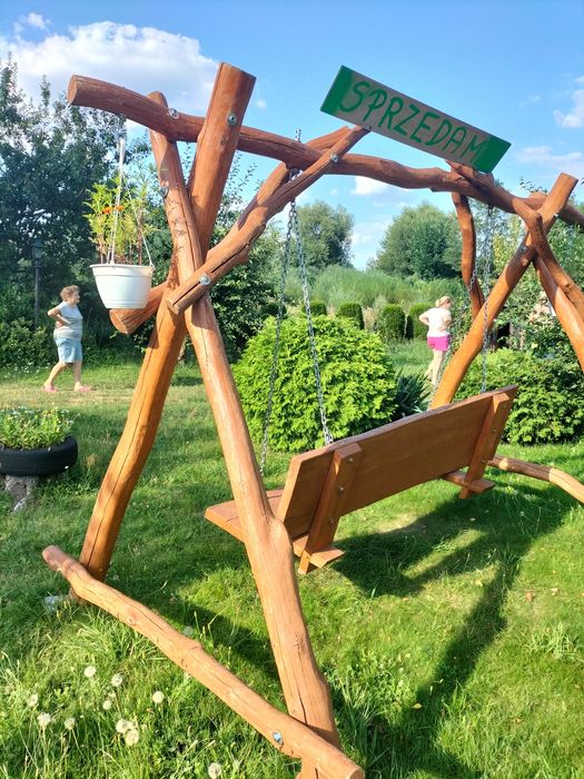 Huśtawka ogrodowa drewniana (dębowa) ręcznie robiona