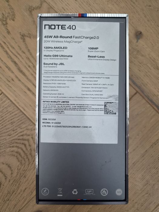 Smartfon INFINIX Note 40 8/256GB 6.78" 120Hz srebrny - Racing Edition