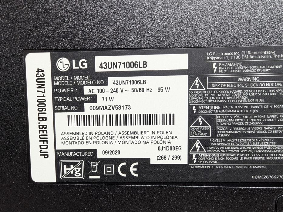 LG 43UN71006LB 4K Ultra HD Smart TV Wi-Fi / 2020