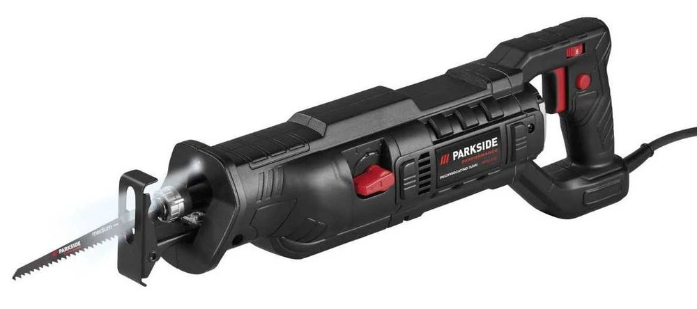 Czarna Piła szablasta Lisi Ogon 1200W Parkside Performance PPFS 1200 A1 Walizka