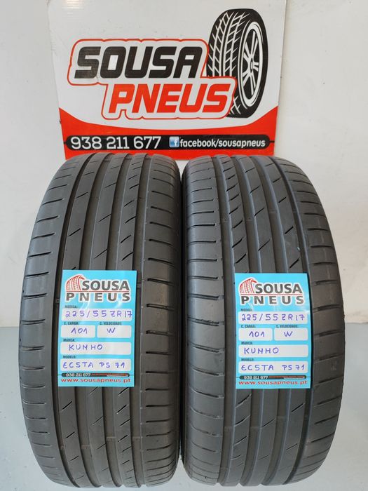 2 PNEUS SEMI NOVOS 225-55R17 KUNHO OFERTA DOS PORTES