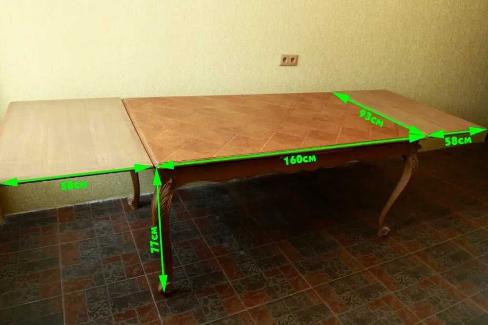 Стіл стільці 6 крісла комплект массив бук різьба луи чіпендеєл барокко