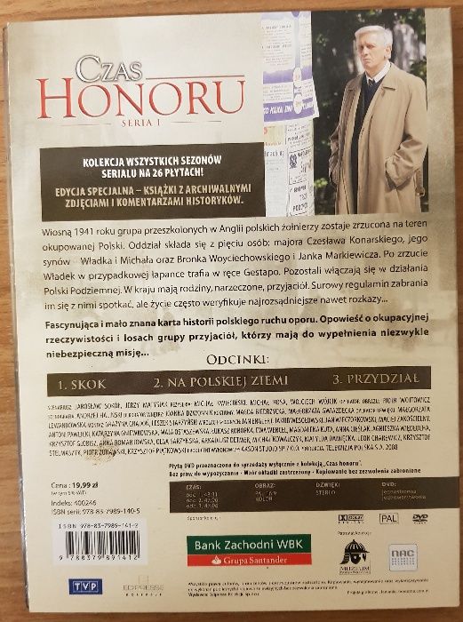 Kolekcja Serialu Czas Honoru (CZ 1 - ODCINKI 1, 2, 3) (UŻYWANE)