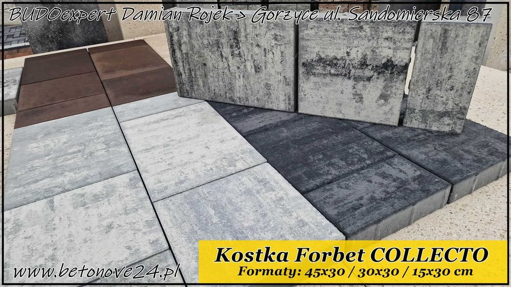 Kostka brukowa Forbet COLLECTO kolory Beige Maronne Silver Piryt Tytan