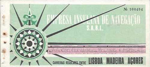EIN- INSULANA - Bilhete de passagem antigo1971 - marinha
