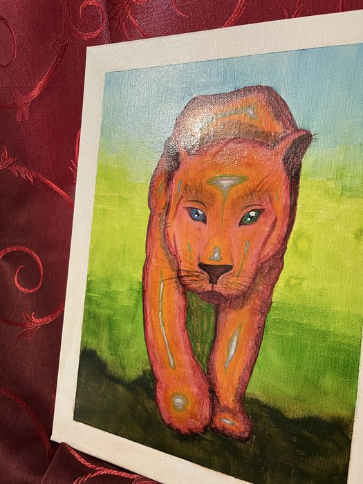 Ręcznie malowany farbkami akrylowymi obraz na płótnie 30x40