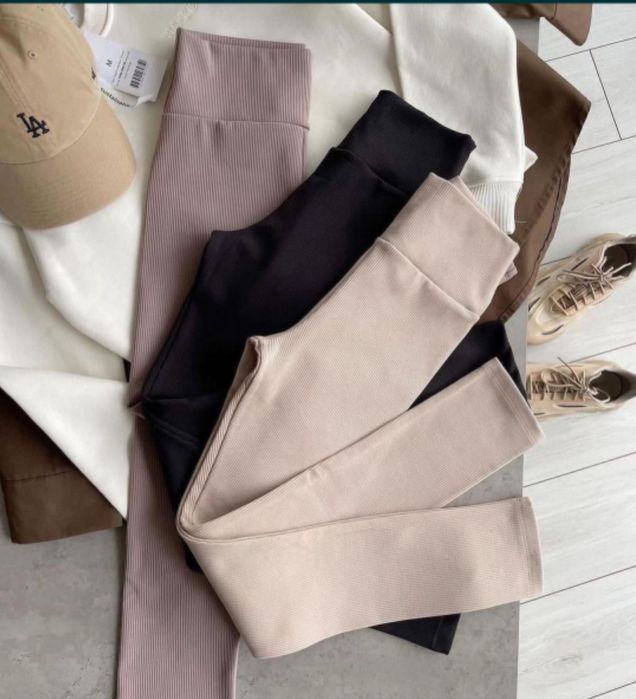 ! Лосіни в рубчик на флісі ! Преміум якість ! Висока посадка !