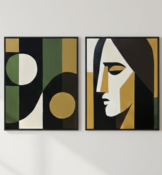 Dyptyk geometryczny. Portret/ abstrakcja