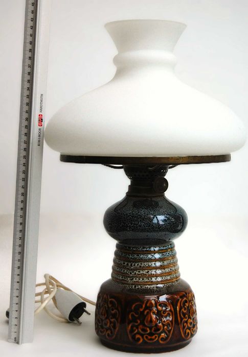 Lampa stołowa ceramiczna, ceramika, Polmo Wałbrzych, PRL, vintage