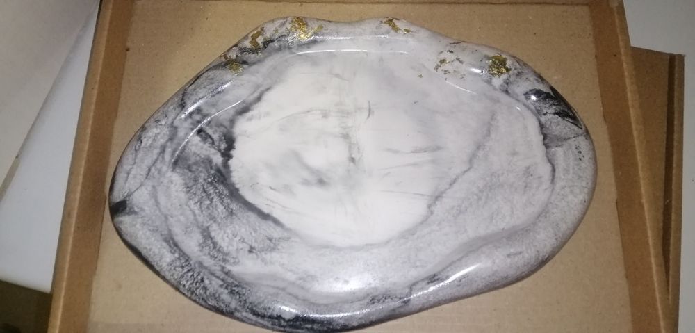 Подставка гипсовая мрамор овальная
