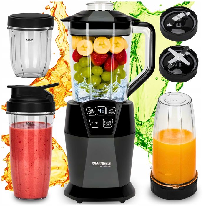 Blender Kielichowy Mocny 1850W SMOOTHIE Koktajli 4w1 Kruszy Lód Bidon