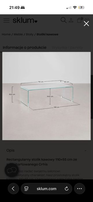 Stolik kawowy ze szkla hartowanego karmelowy SKLUM nowy