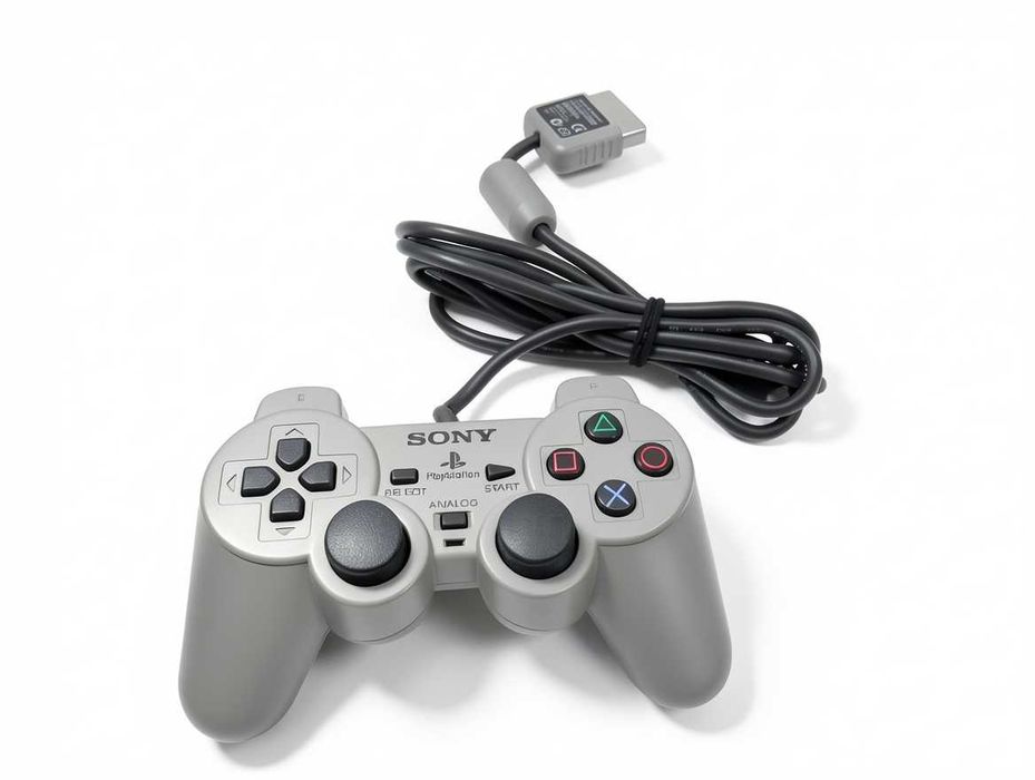 K143 Oryginalny Pad Sony DualShock PS1 PlayStation 1 Szary Kontroler Analog SCPH-1200 Retro Classic Gaming Sprawny