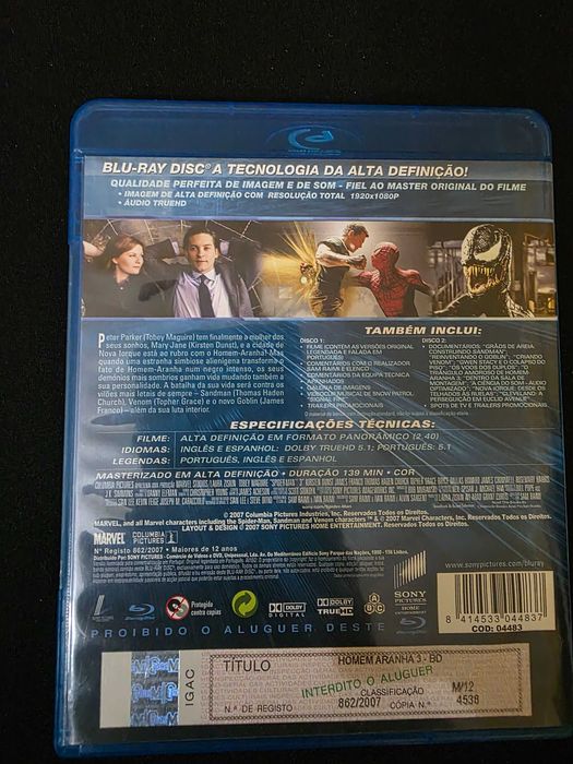 Homem aranha 3 Blu ray portugal