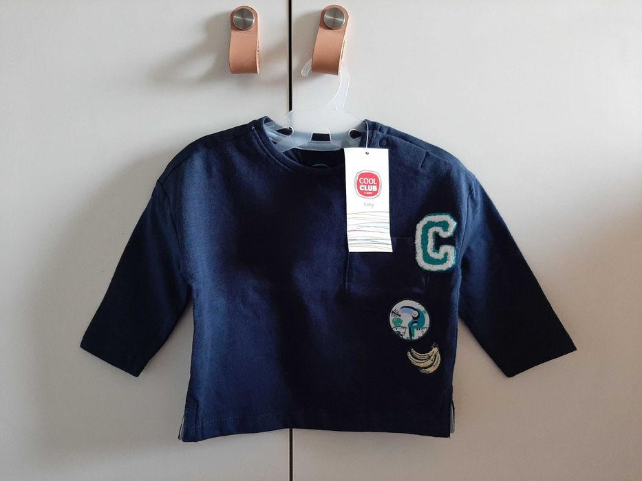 Nowa bluzka 62 0-3 Cool Club chłopięca niemowlęca granatowa