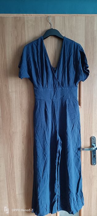 Kombinezon damski szerokie nogawki spodnie 3/4 nogawki kolor granatowy materiał bawełna  marka Cider