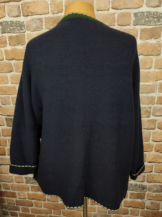 Bawarski sweter kardigan styl folk 30% wełna granatowy 54