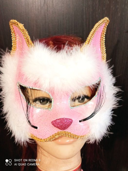 Маска, розовая кошка, белый лебедь, , карнавал, косплей