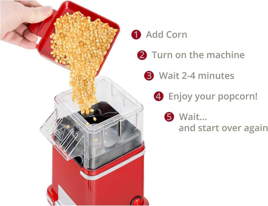 Beztłuszczowa maszyna do popcornu na gorące powietrze 1200W