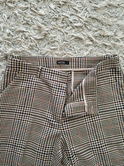 Spodnie w kratę kratkę pepitkę eleganckie tailoring Medicine
