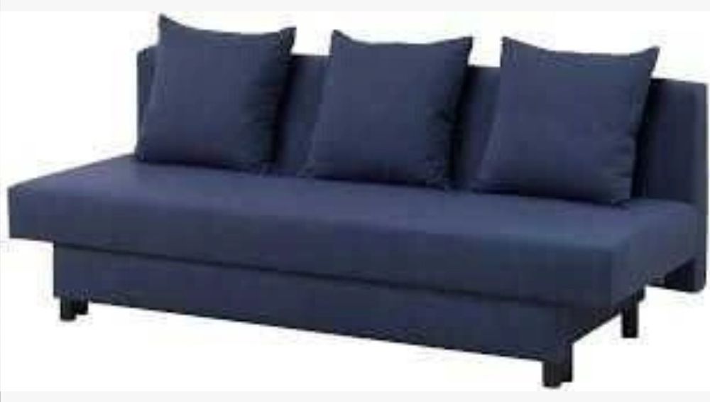 Sofa kanapa rozkładana łóżko asarum Ikea granatowa niebieska