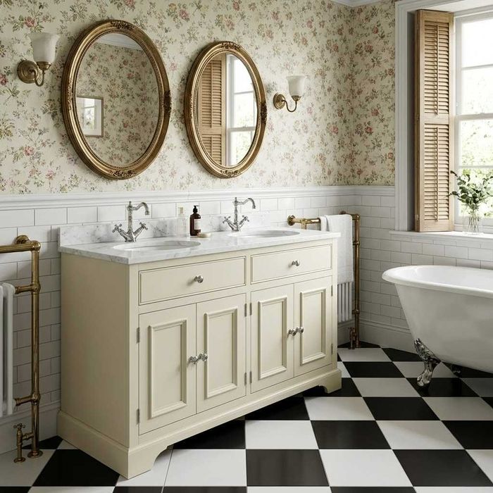 Szafka na umywalkę pod blatową , z drewna, retro, w stylu angielskim