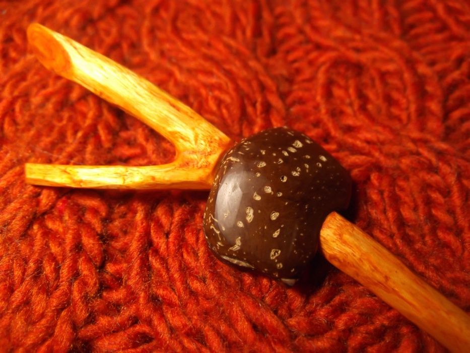 Украшение на Хэллоуин шпилька для волос ручной работы из дерева