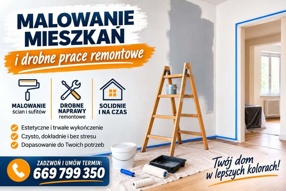Malowanie wnętrz, prace remontowe