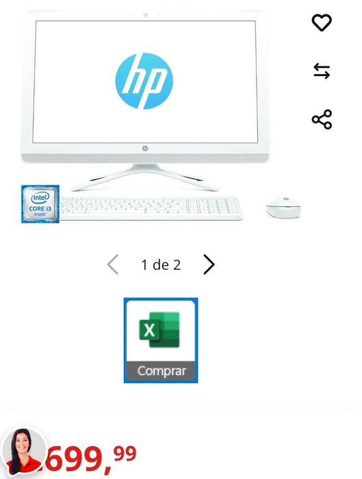 All-in-One HP 24-G000NP 23.8 Intel Core i3-6100U RAM 12 GB SSD 256 GB