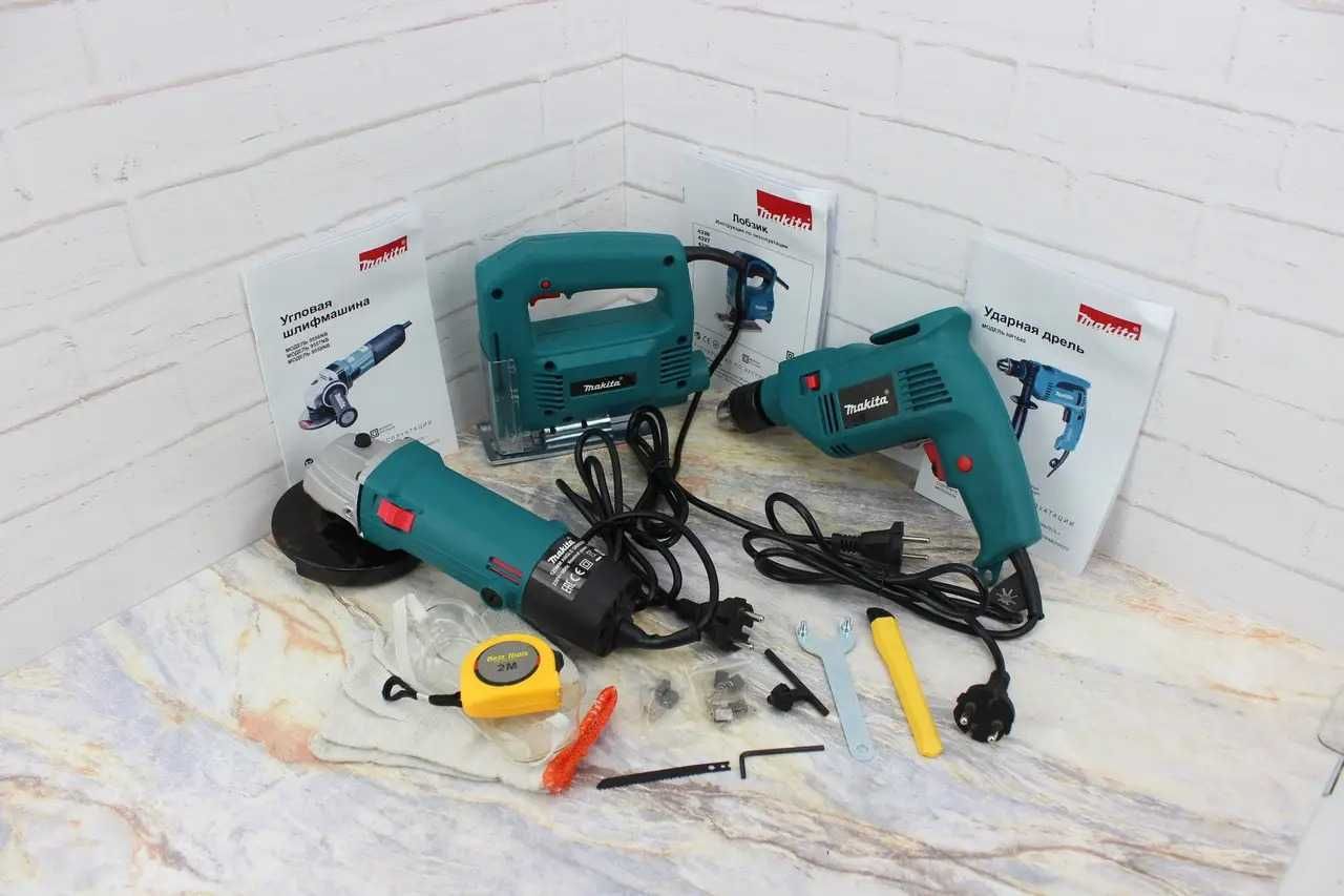 Набор инструментов 3 в 1 Makita Макита. Ударная дрель Лобзик Болгарка ...