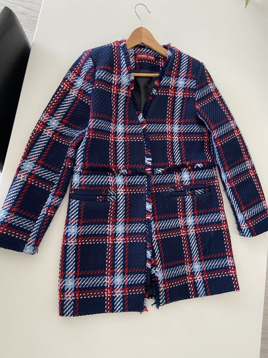 Casaco azul xadrez