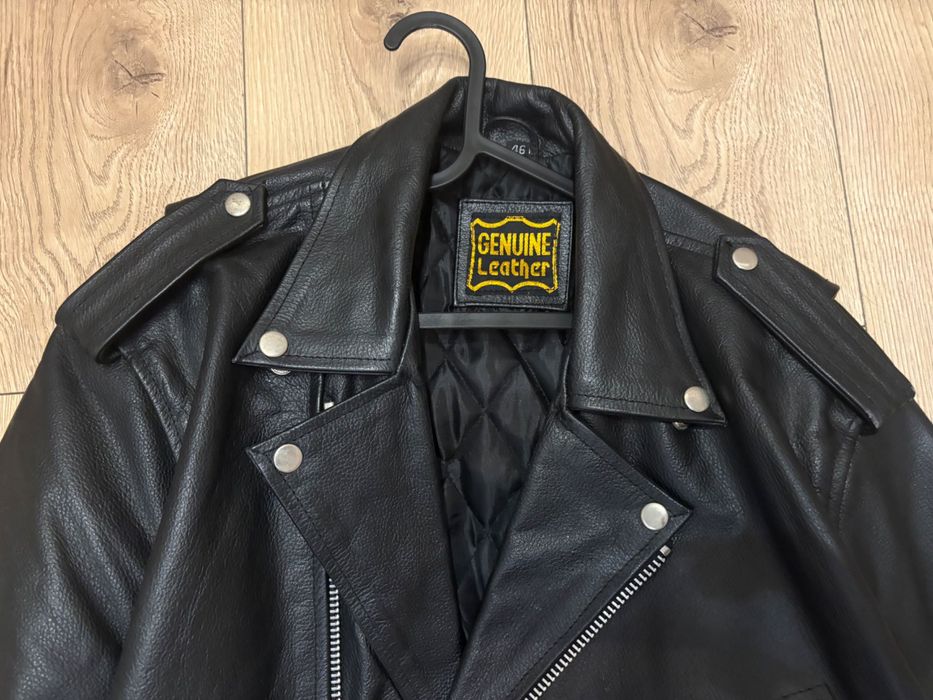 Kurtka ramoneska skóra motocykl płaszcz moto jacket metal skórzana L46