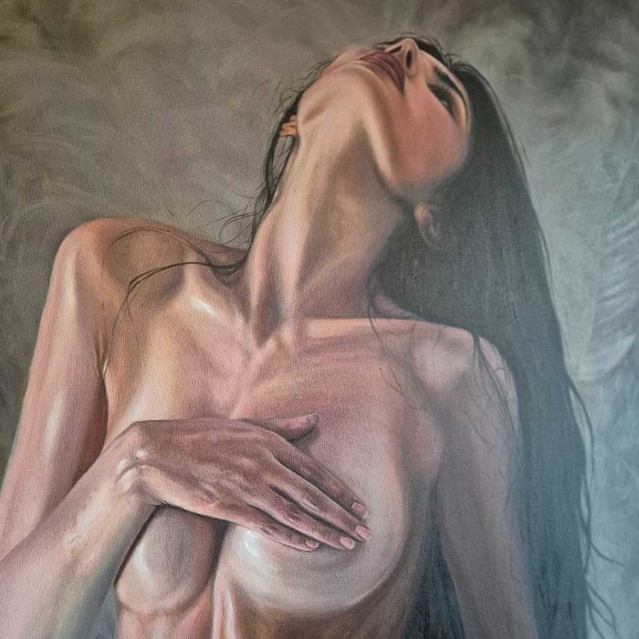 „Czerwone piórko” – Wielki Obraz Olejny | 150x100 cm | Unikat | VibRaMy