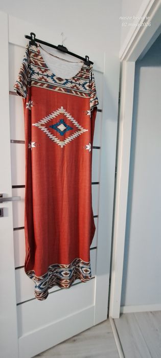 XXL nowa sukienka etno - maxi długość
