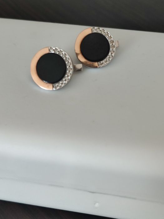 Сережки срібні з пластинами золота