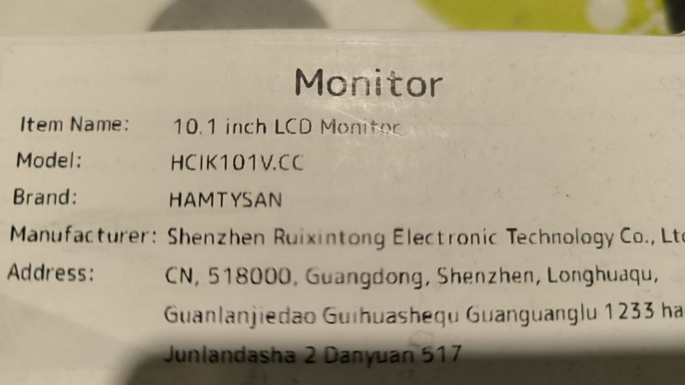 Monitor Touch portátil novo na caixa 10.1