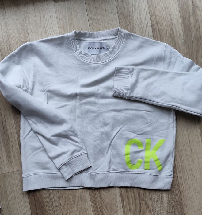 Bluza damska, Calvin Klein Jeans, biała, neon, rozm 38 M