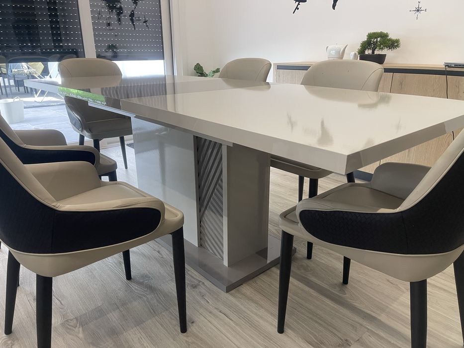 Mesa Sala Jantar Extensivel e 6 Cadeiras - 180/225x90