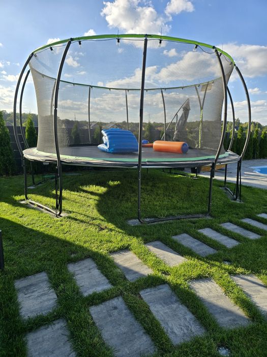 Trampolina ogrodowa 16ft (488cm) pumpkin - czarno-zielona z siatką