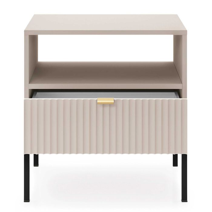 Szafka nocna do sypialni Crow S54 / Kaszmir + czarny stelaż