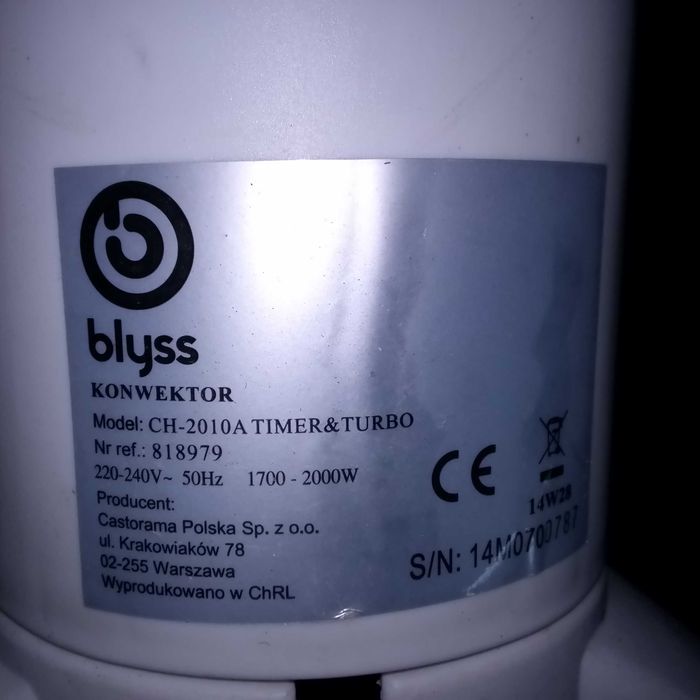 Grzejnik konwektorowy z dmuchawą 2000 Wat z programatorem czasowym