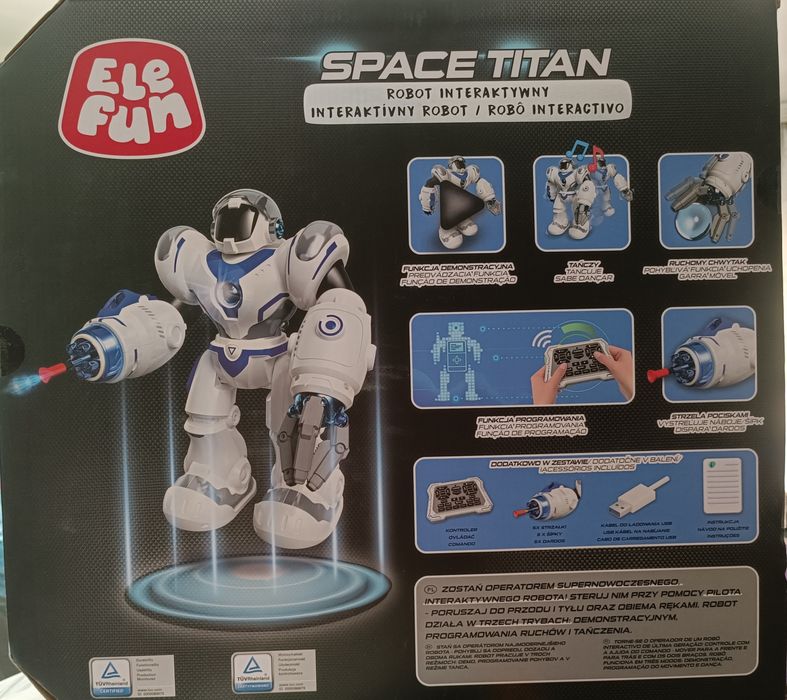 Nowy interaktywny robot Space Titan strzela pociskami sterowany pilote