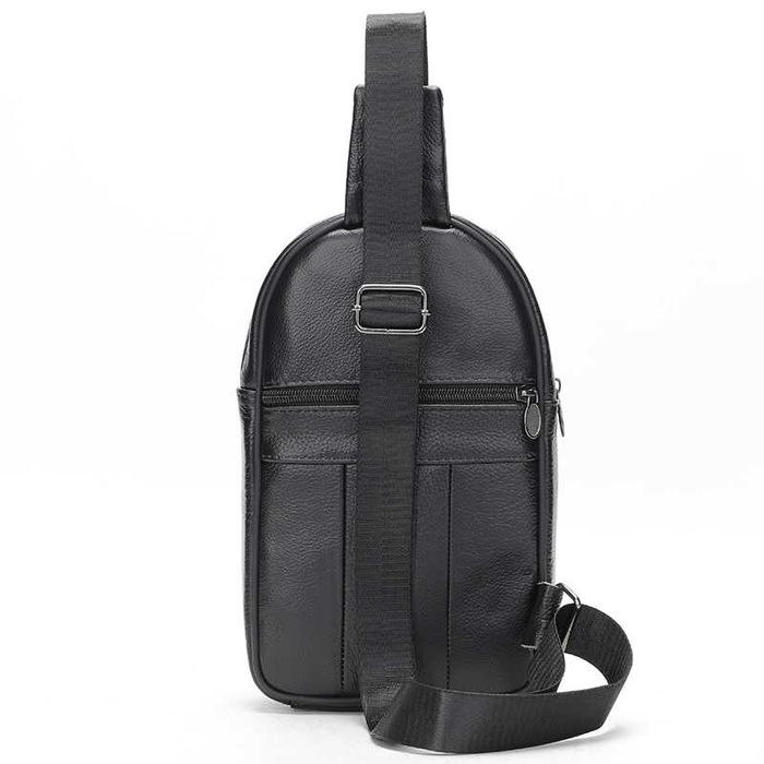 Качественная мужская кожаная сумка через плечо. Цвет: черный