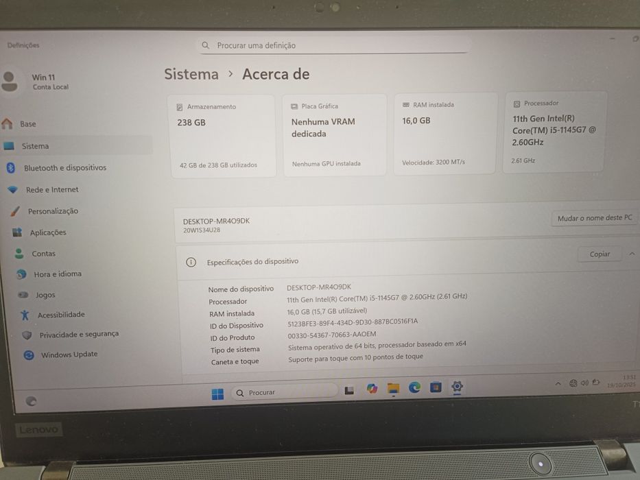 T14 pro G2 (2th Gen) , i5 11th gen como novo cor cinza titanium